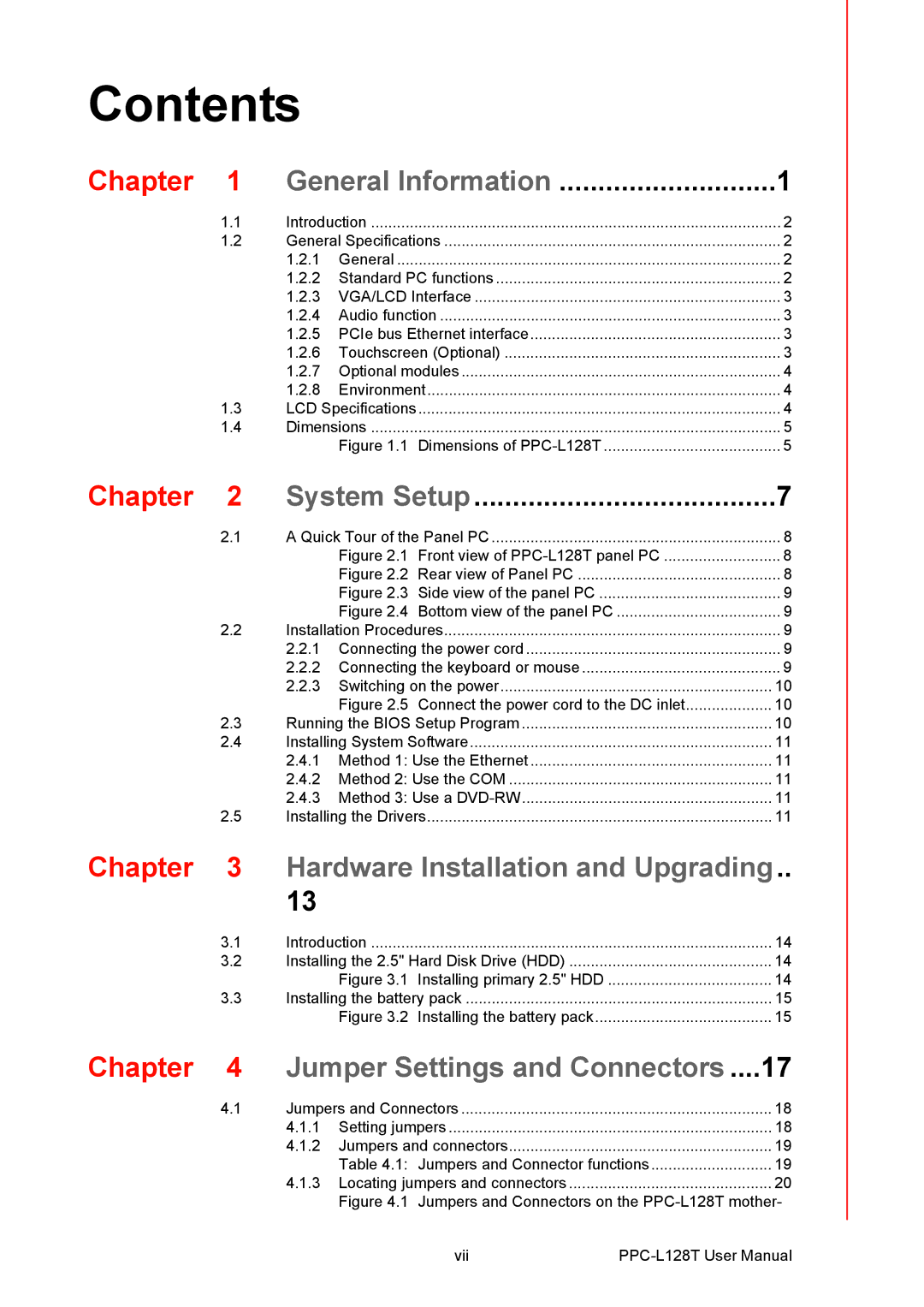 Advantech PPC-L128T user manual Contents 