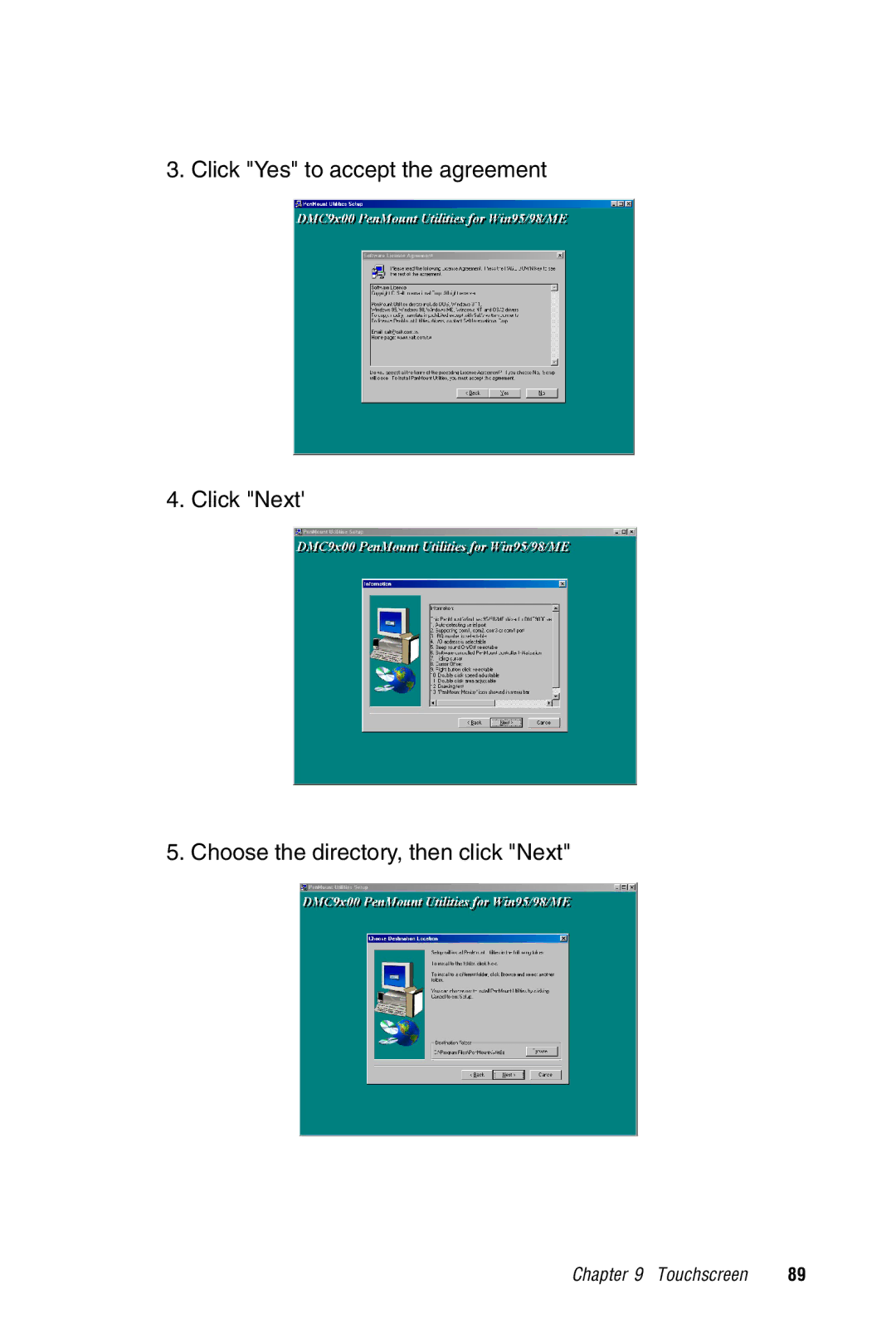 Advantech PPC-S123 manual Touchscreen 