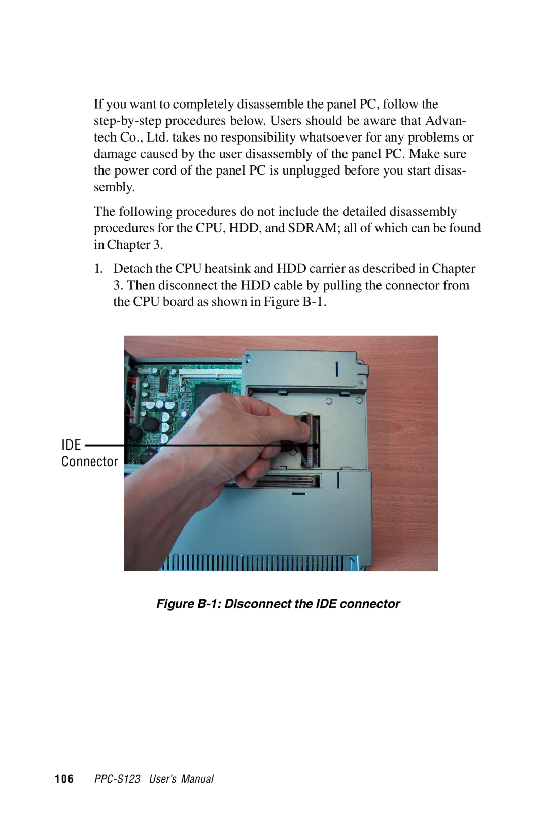 Advantech PPC-S123 manual Ide 