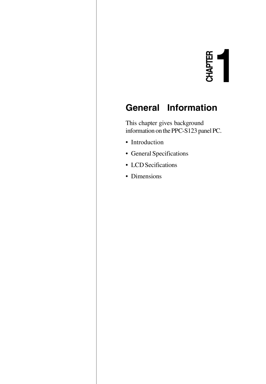 Advantech PPC-S123 manual General Information 