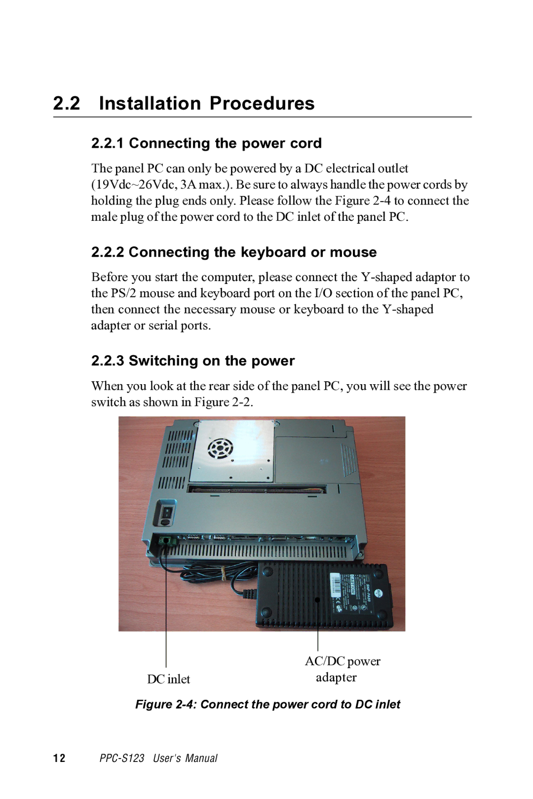 Advantech PPC-S123 manual Installation Procedures 