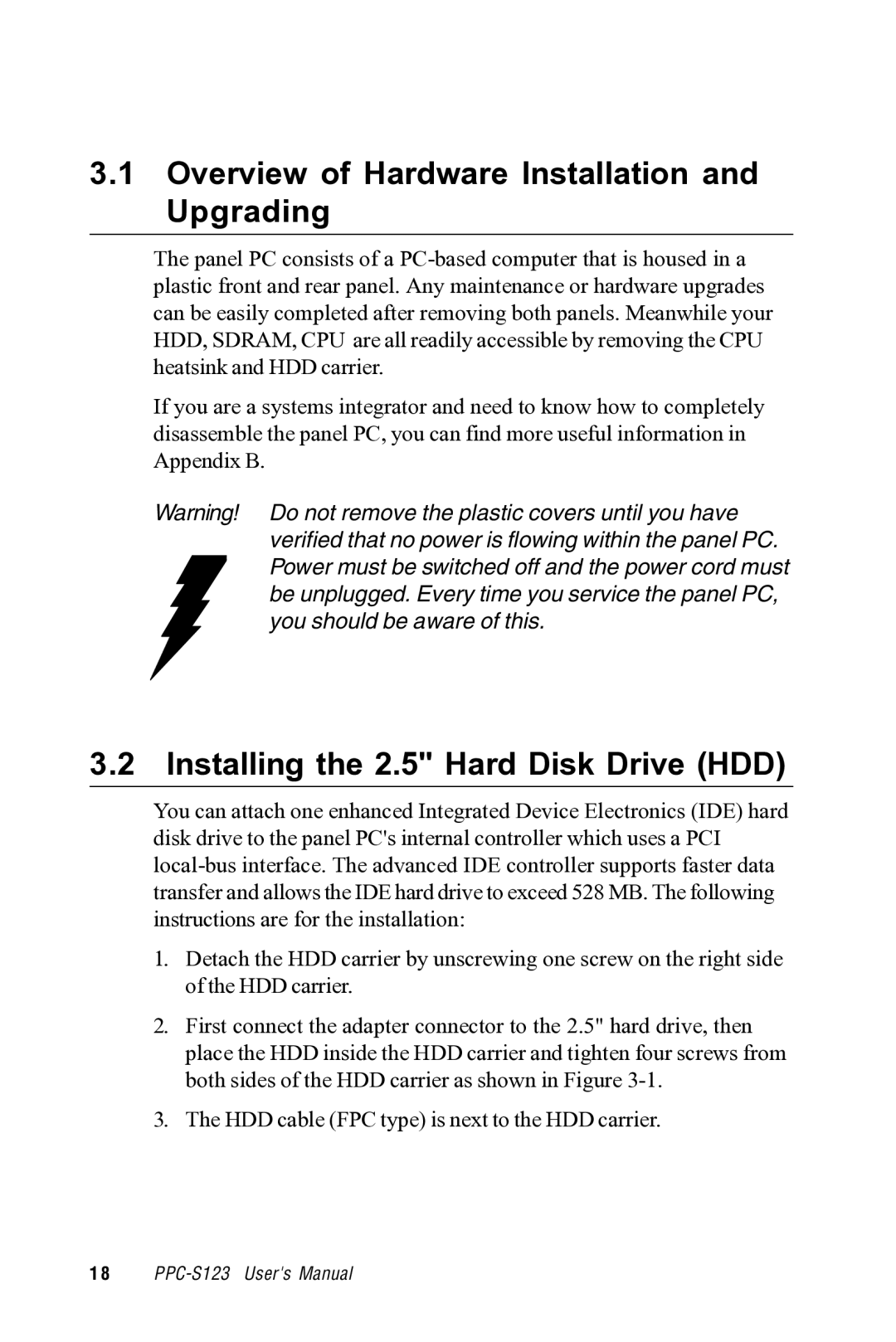 Advantech PPC-S123 manual Overview of Hardware Installation and Upgrading 