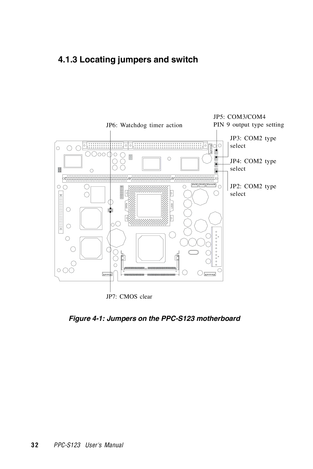 Advantech PPC-S123 manual Locating jumpers and switch, JP5 COM3/COM4 