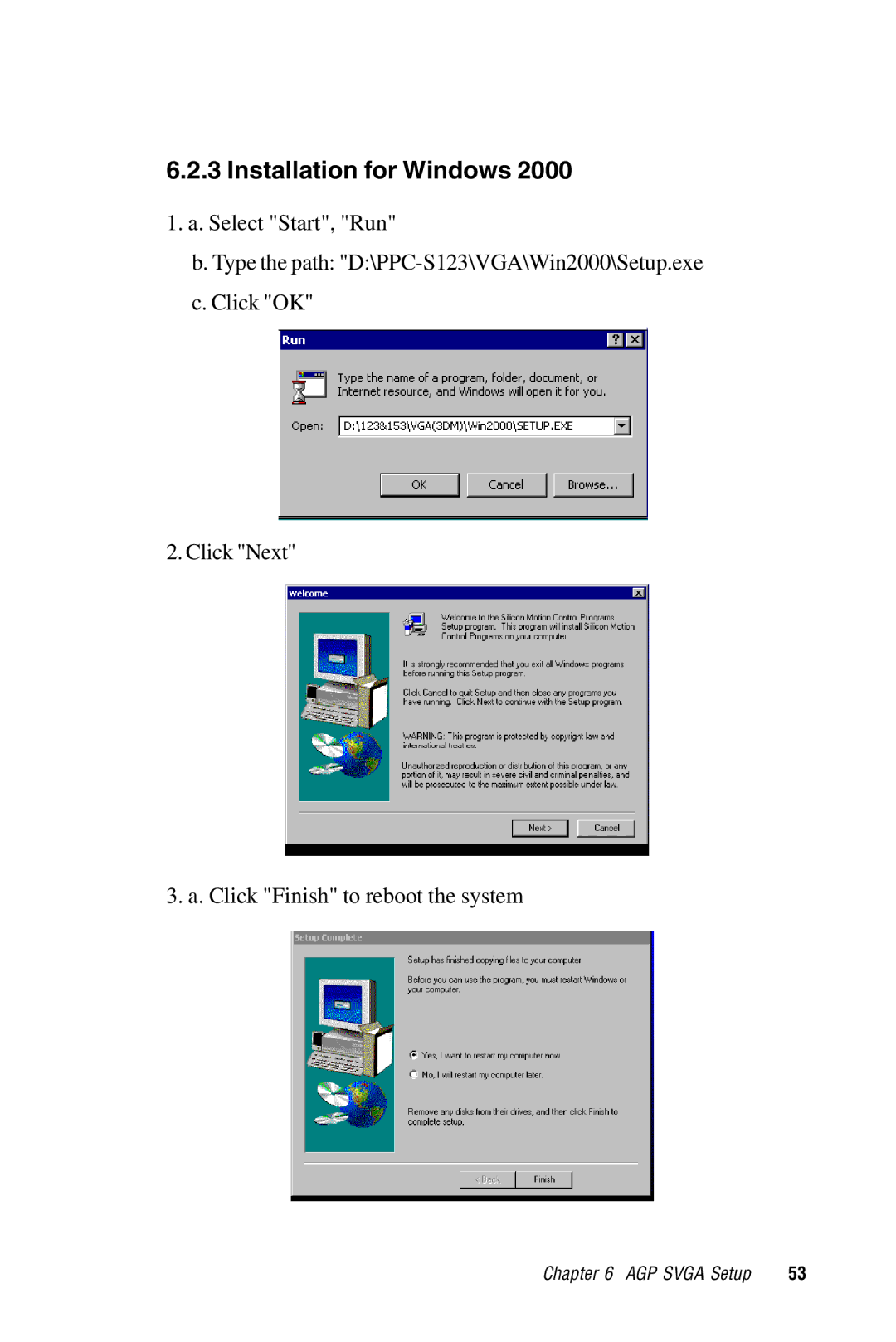 Advantech PPC-S123 manual Installation for Windows 