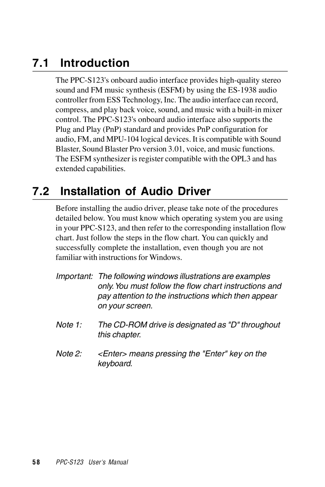 Advantech PPC-S123 manual Introduction, Installation of Audio Driver 