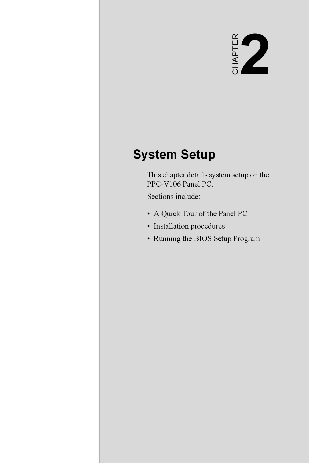 Advantech PPC-V106 user manual System Setup 