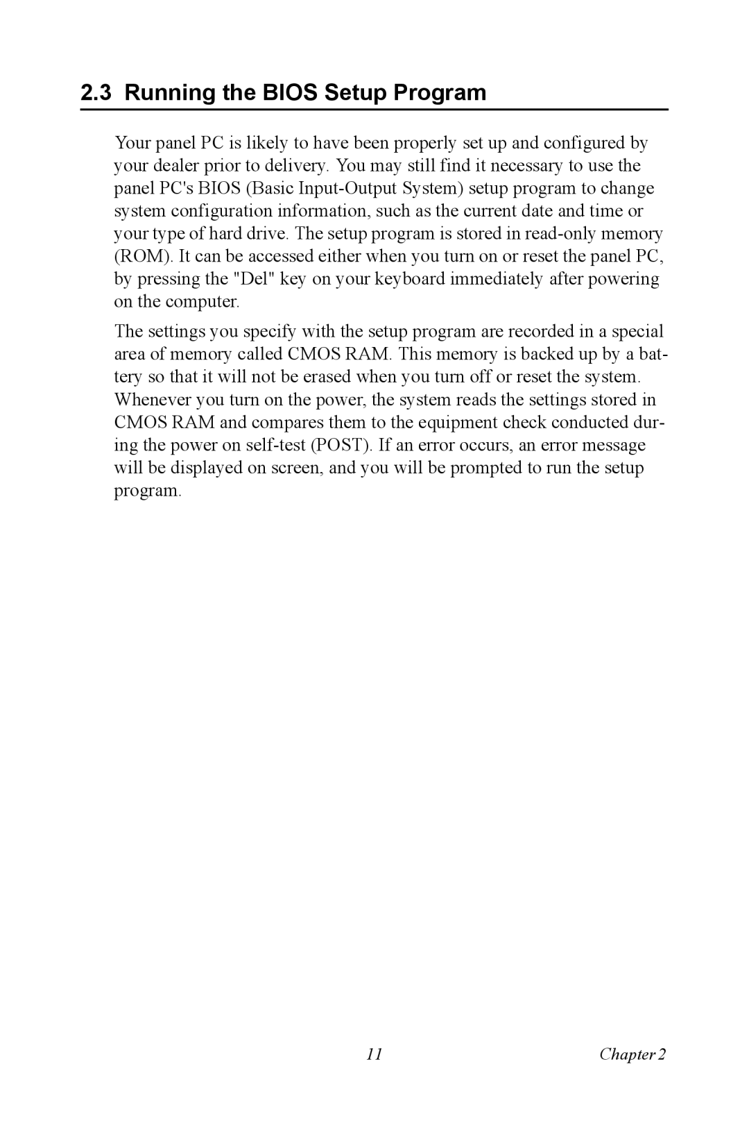 Advantech PPC-V106 user manual Running the Bios Setup Program 