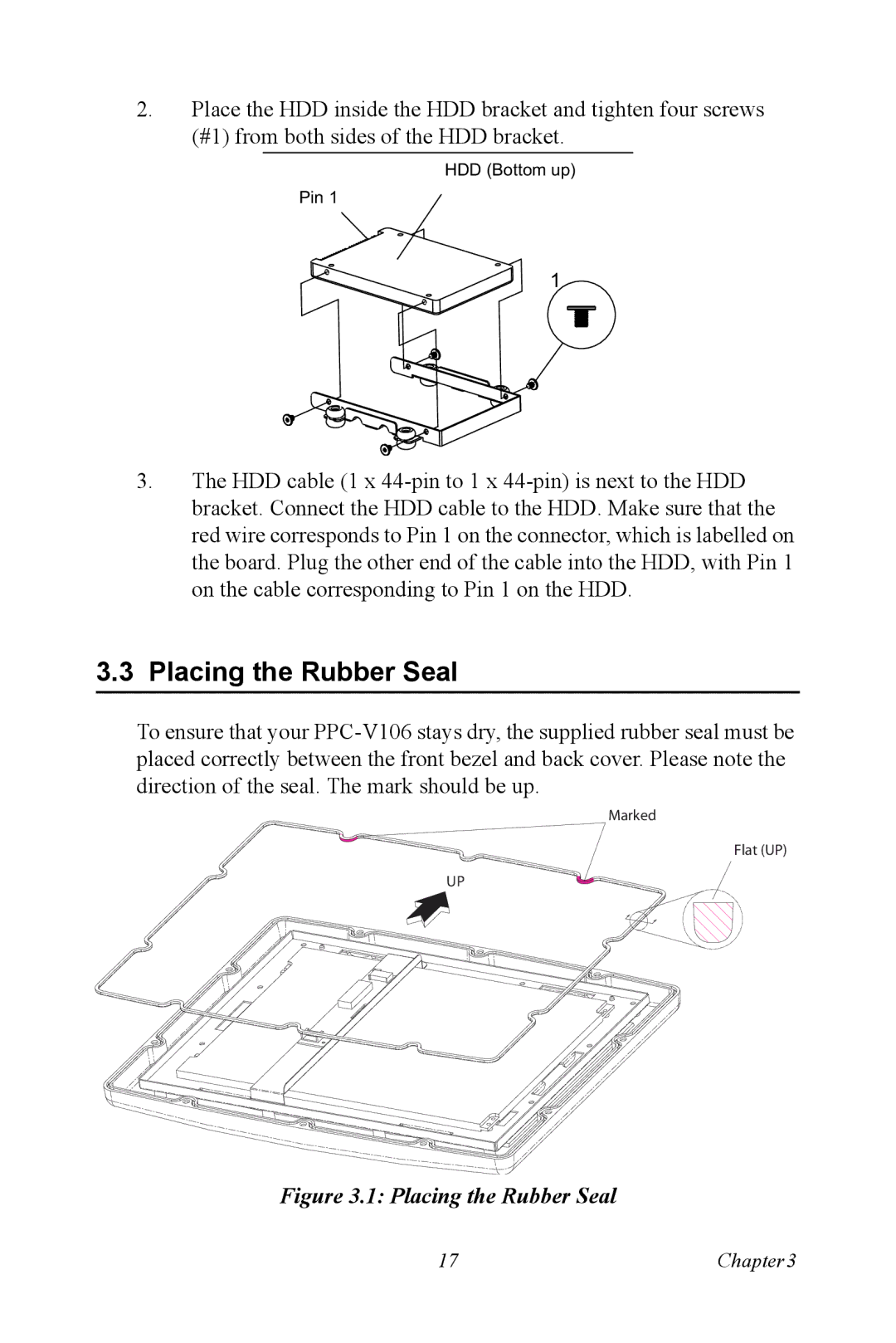 Advantech PPC-V106 user manual Placing the Rubber Seal 