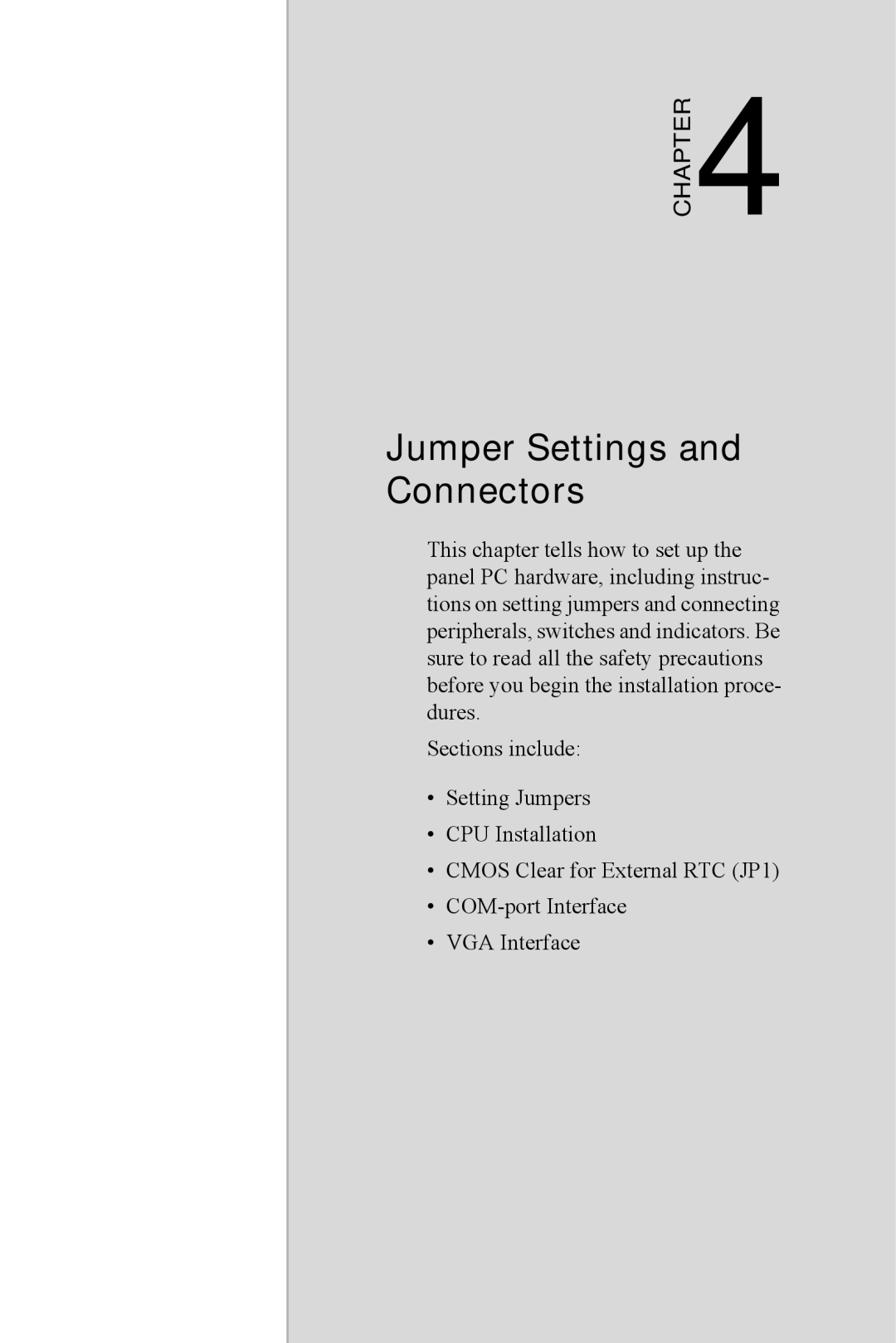 Advantech PPC-V106 user manual Jumper Settings and Connectors 