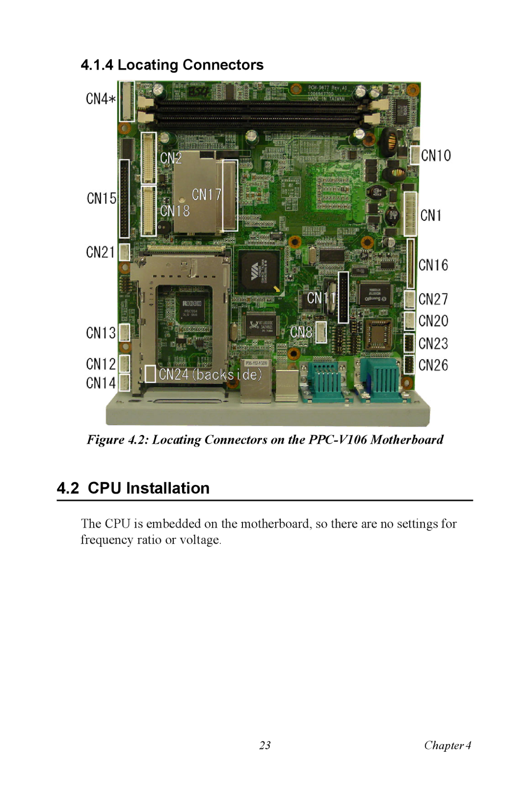 Advantech PPC-V106 user manual CPU Installation, Locating Connectors 