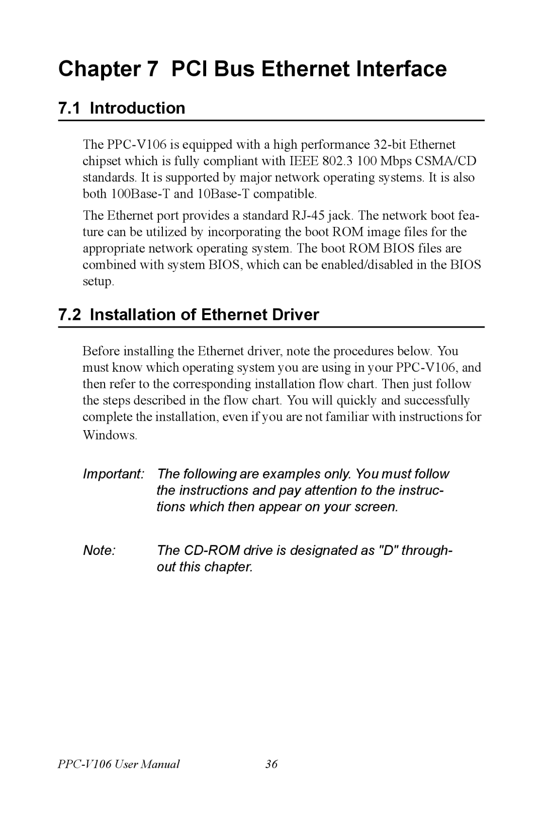 Advantech PPC-V106 user manual Introduction, Installation of Ethernet Driver 