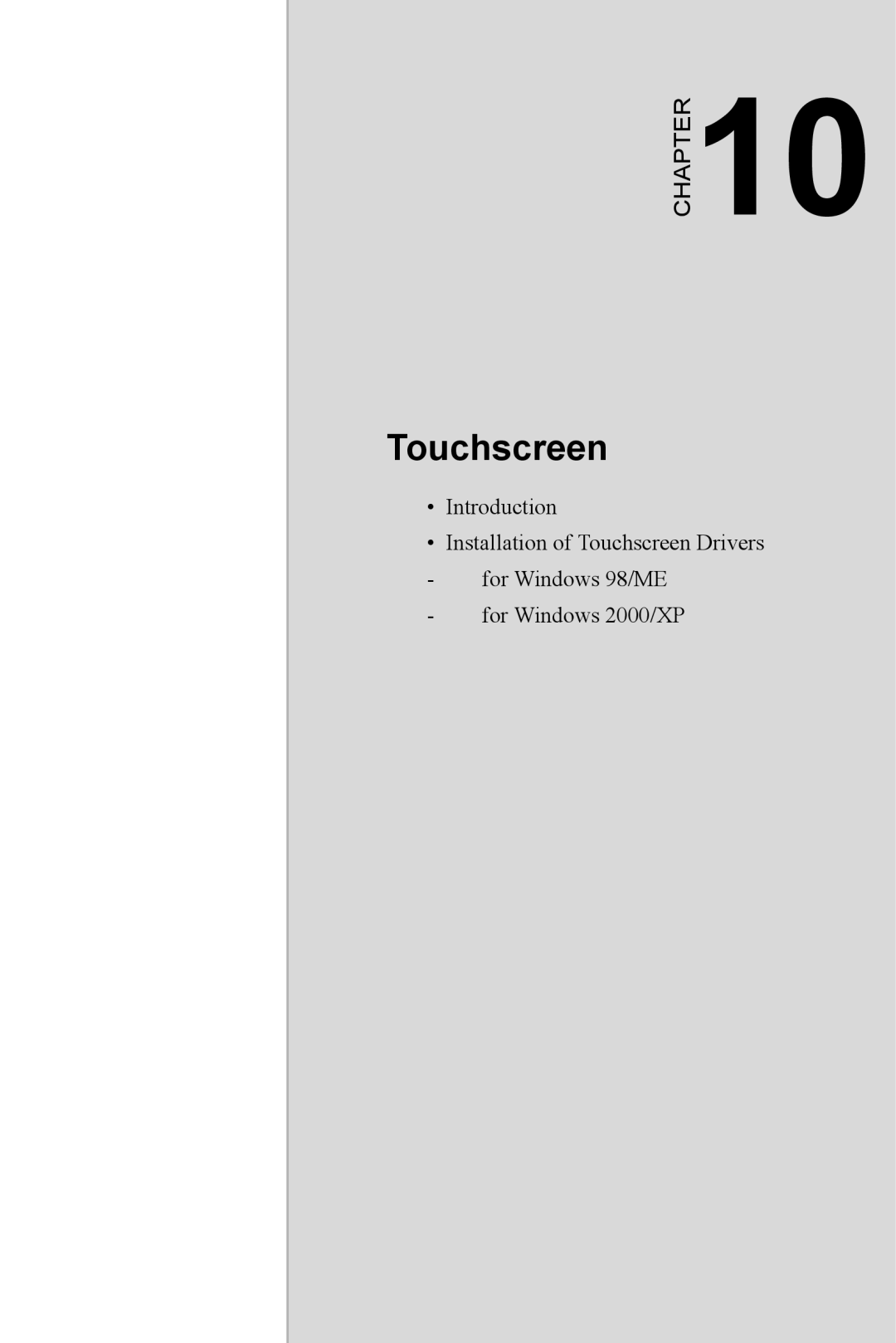 Advantech PPC-V106 user manual Touchscreen 