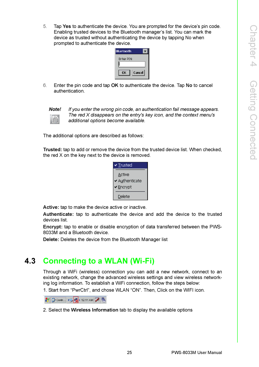 Advantech PWS-8033M manual Connecting to a Wlan Wi-Fi 