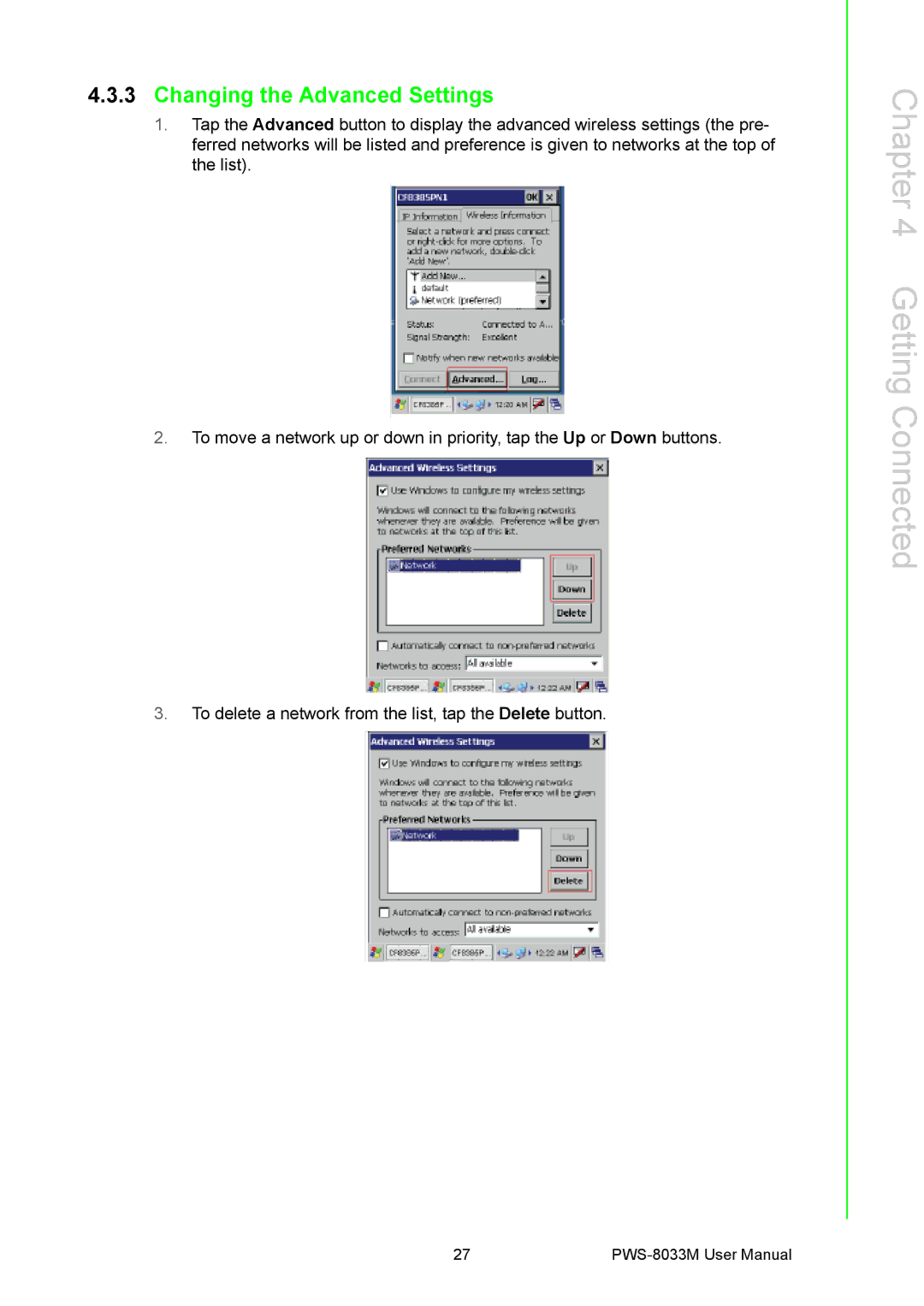 Advantech PWS-8033M manual Changing the Advanced Settings 