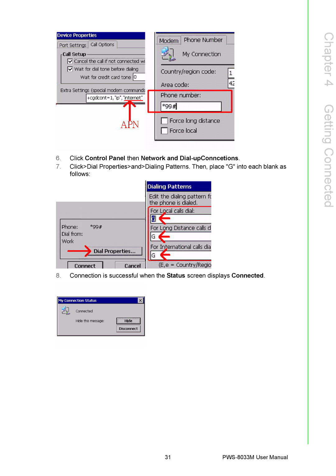 Advantech PWS-8033M manual Click Control Panel then Network and Dial-upConncetions 