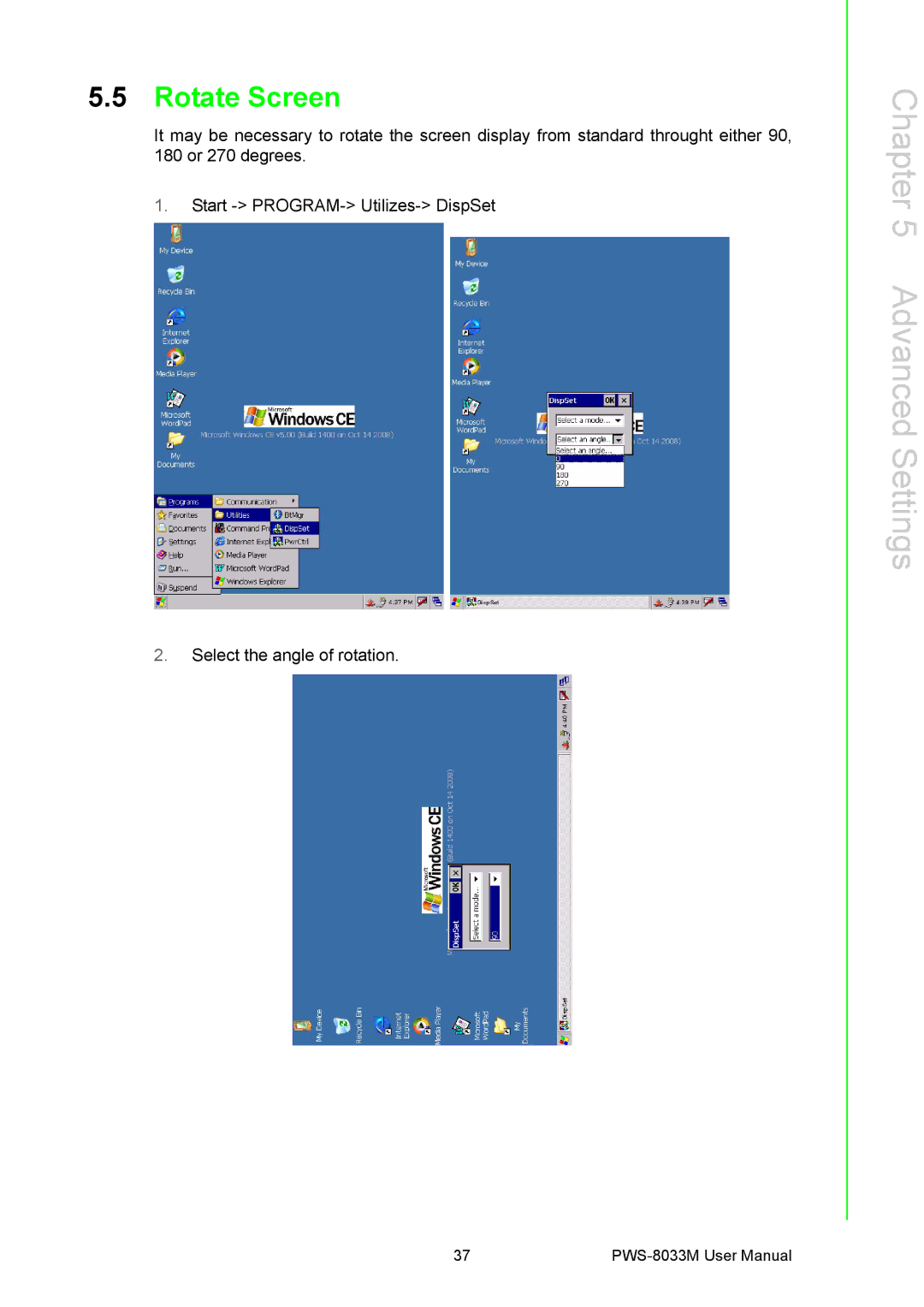 Advantech PWS-8033M manual Rotate Screen 