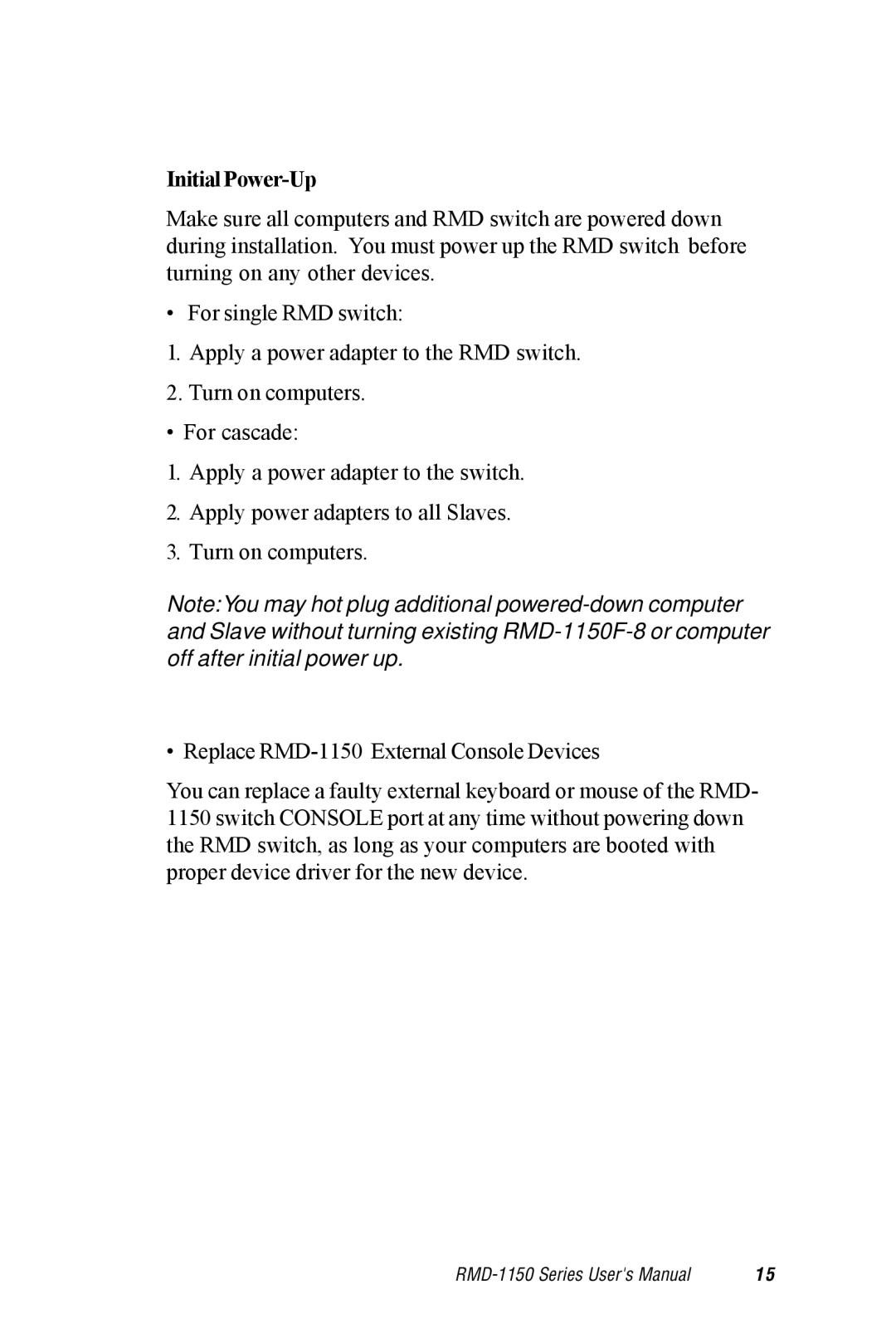 Advantech RMD-1150 user manual Initial Power-Up 