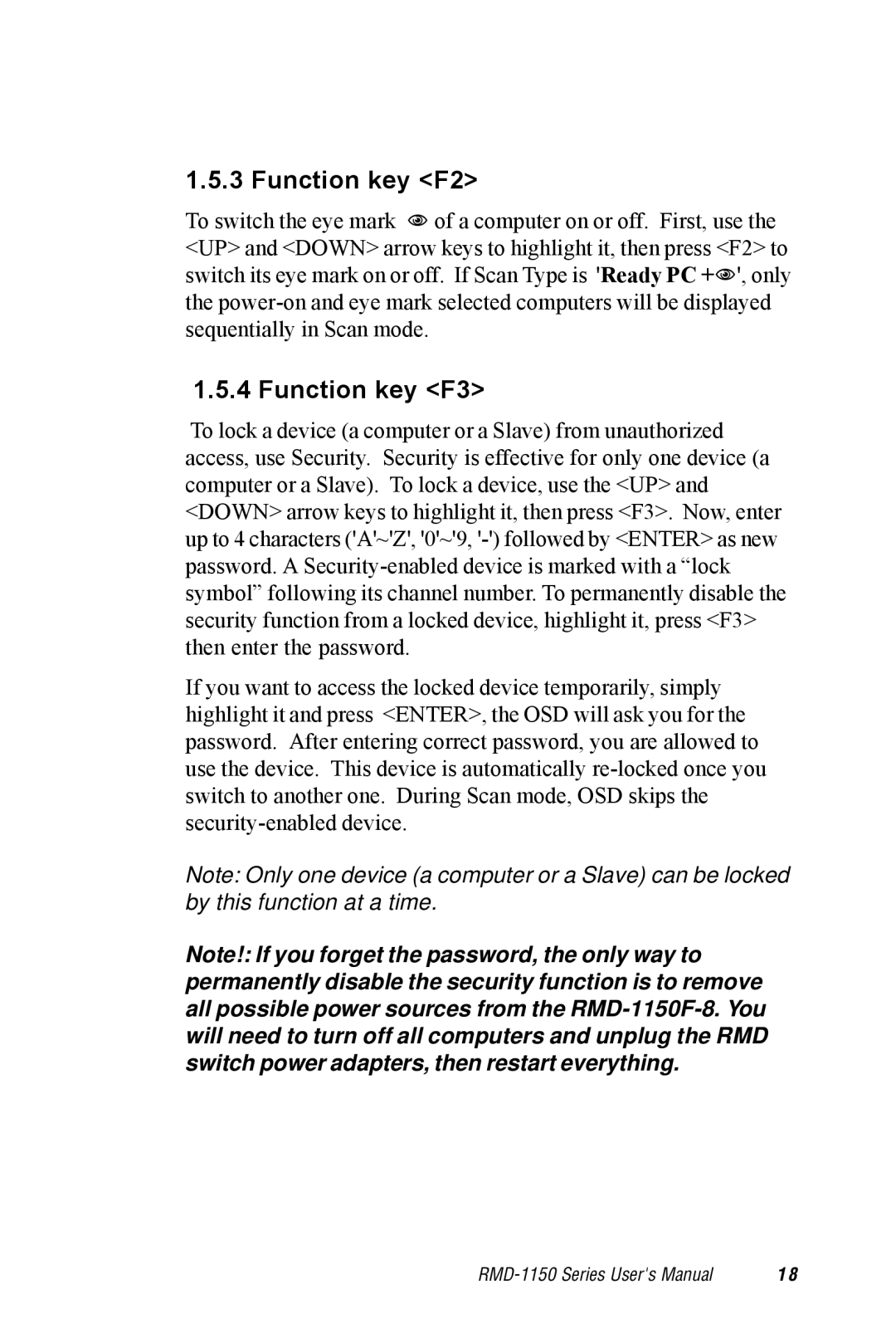 Advantech RMD-1150 user manual Function key F2, Function key F3 