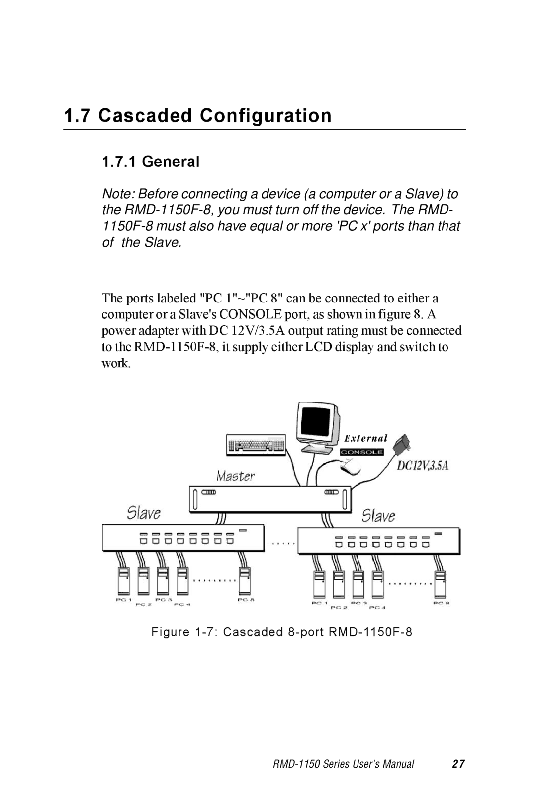 Advantech RMD-1150 user manual Cascaded Configuration, General 