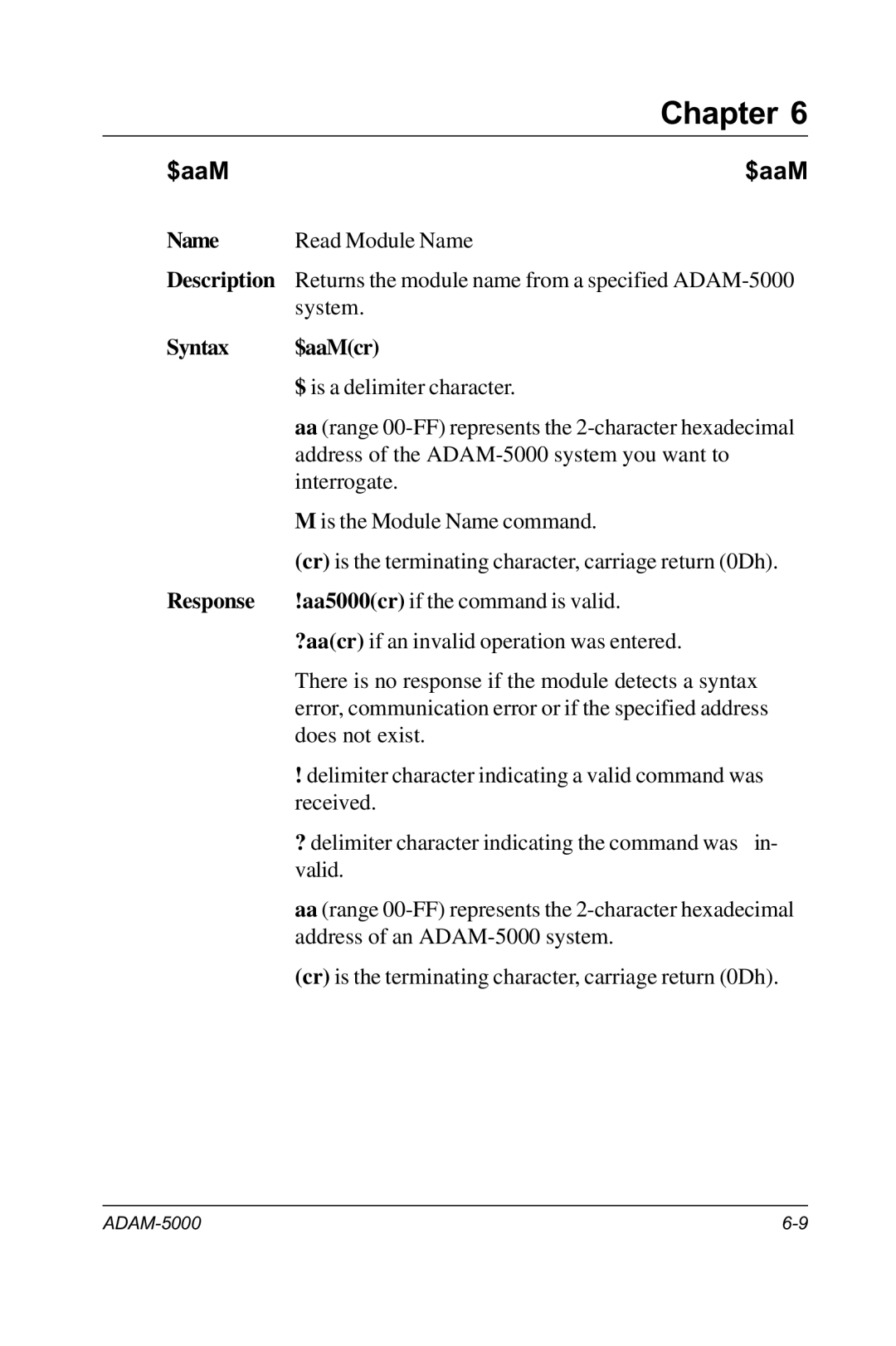 Advantech RS-485 user manual Syntax $aaMcr 