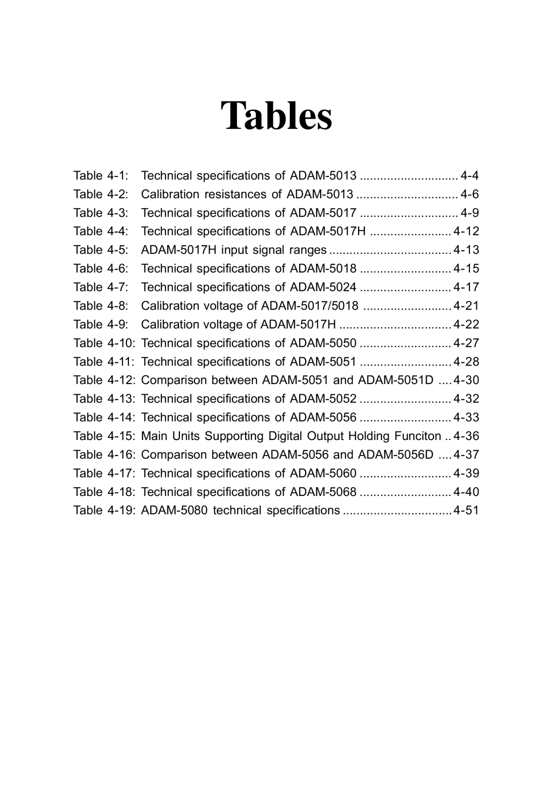 Advantech RS-485 user manual Tables 