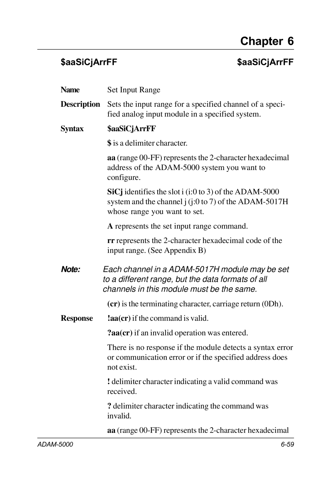 Advantech RS-485 user manual Syntax $aaSiCjArrFF 