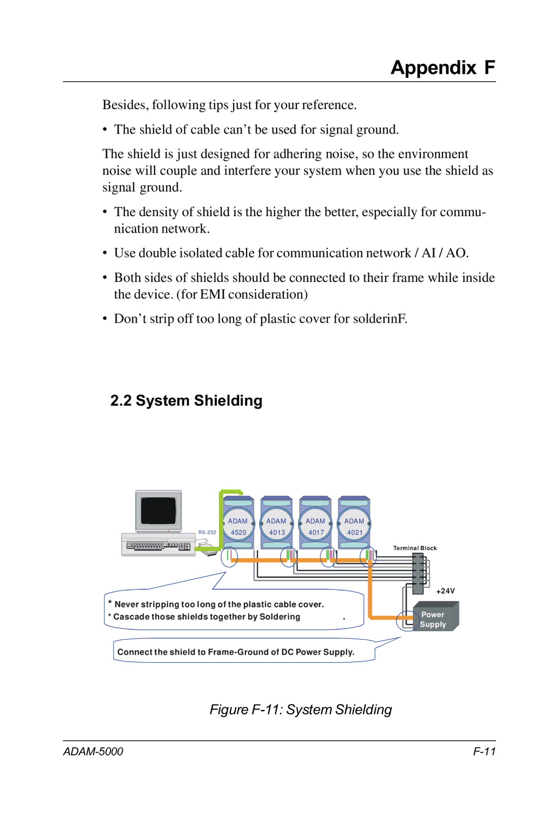 Advantech RS-485 user manual Figure F-11 System Shielding 