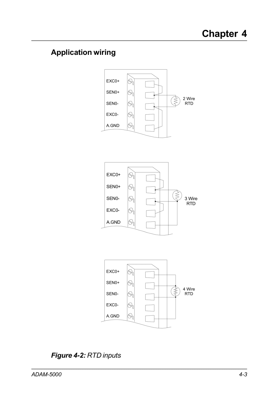 Advantech RS-485 user manual Application wiring, RTD inputs 