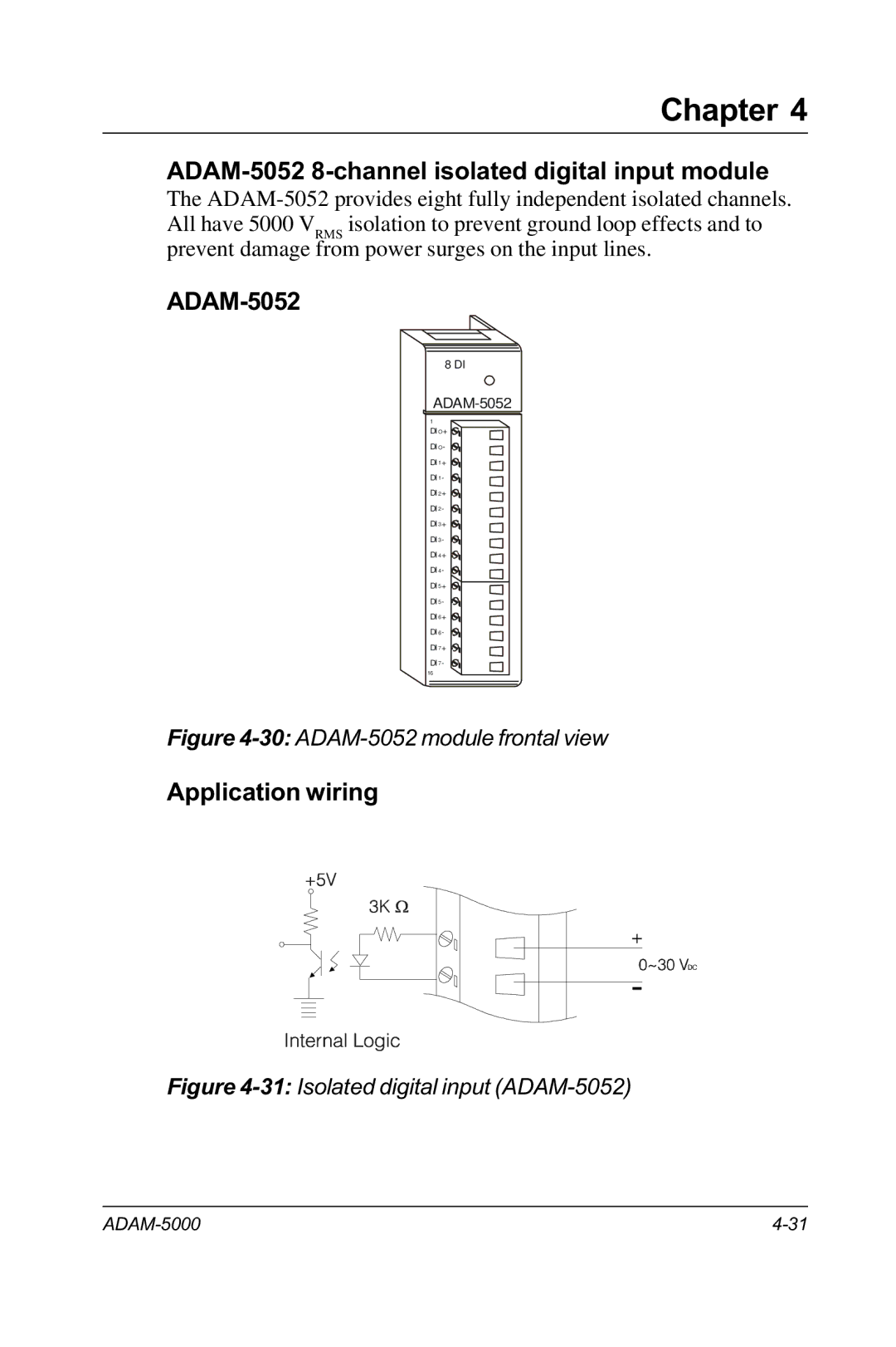 Advantech RS-485 user manual ADAM-5052 8-channel isolated digital input module 