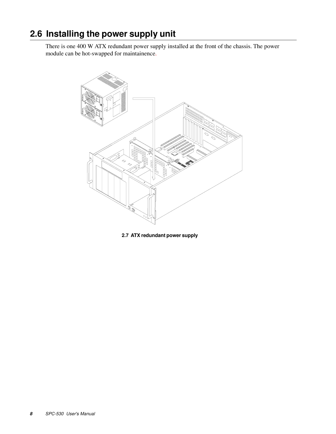 Advantech SPC-530 user manual Installing the power supply unit 