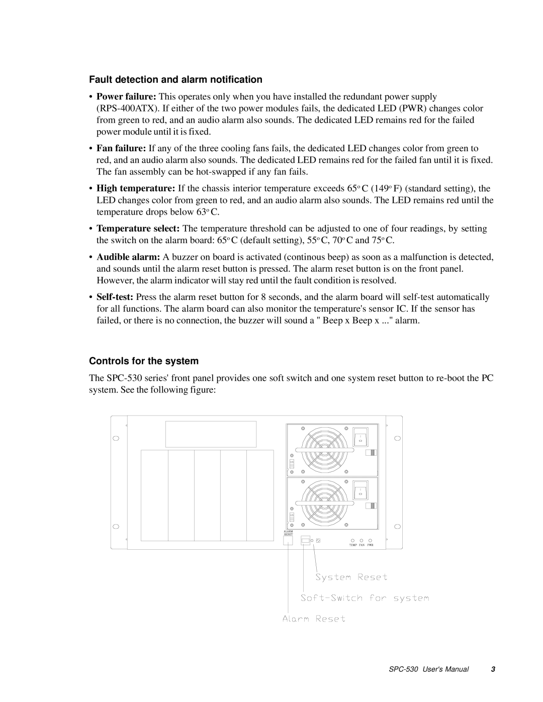 Advantech SPC-530 user manual Fault detection and alarm notification 