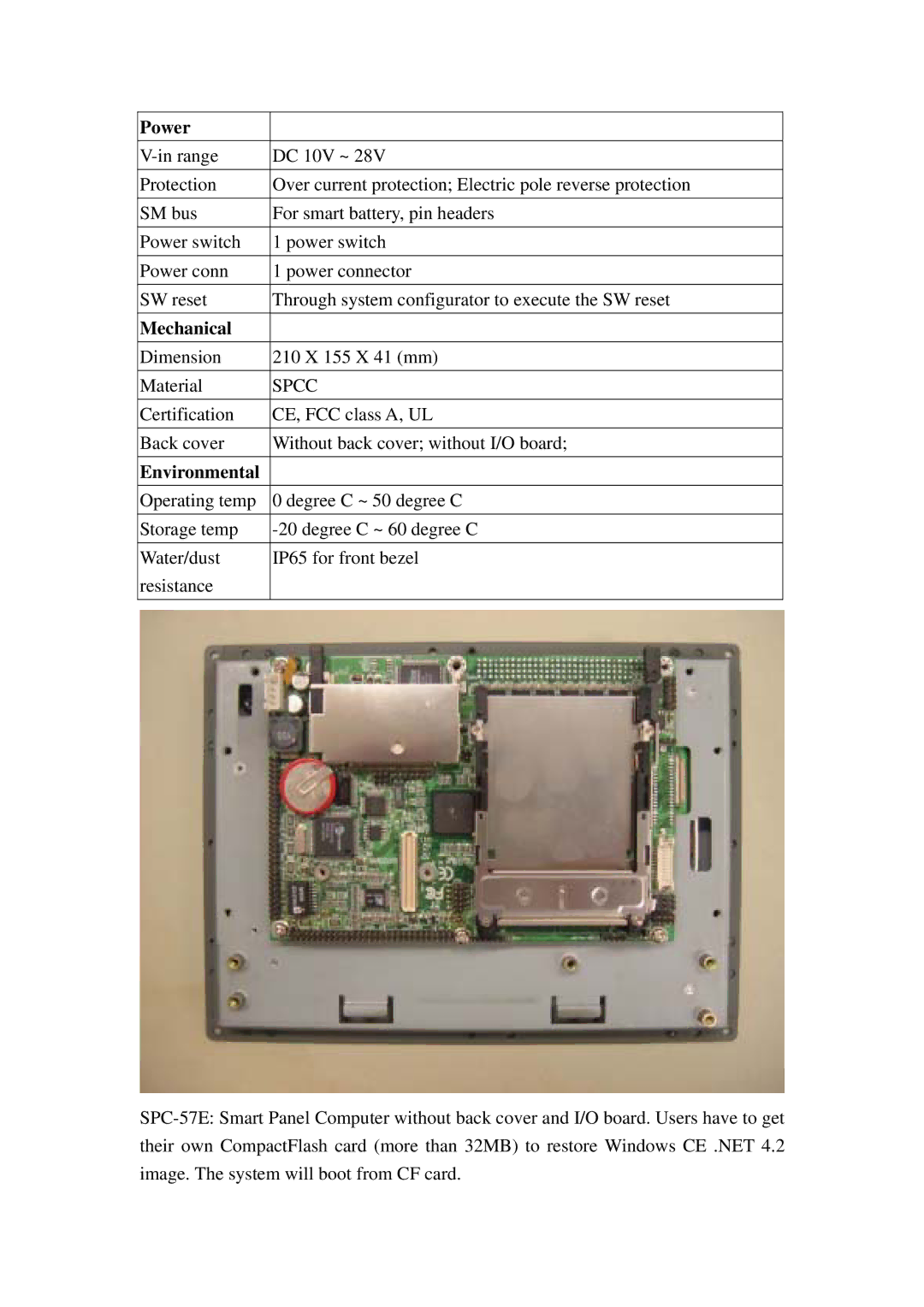 Advantech SPC-57 user manual Power 