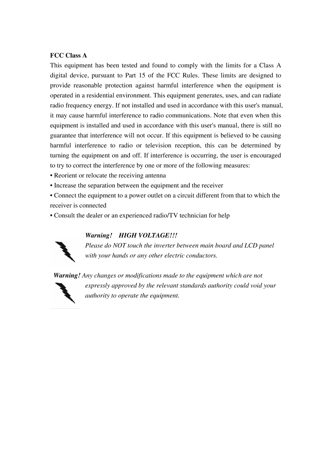 Advantech SPC-57 user manual FCC Class a 