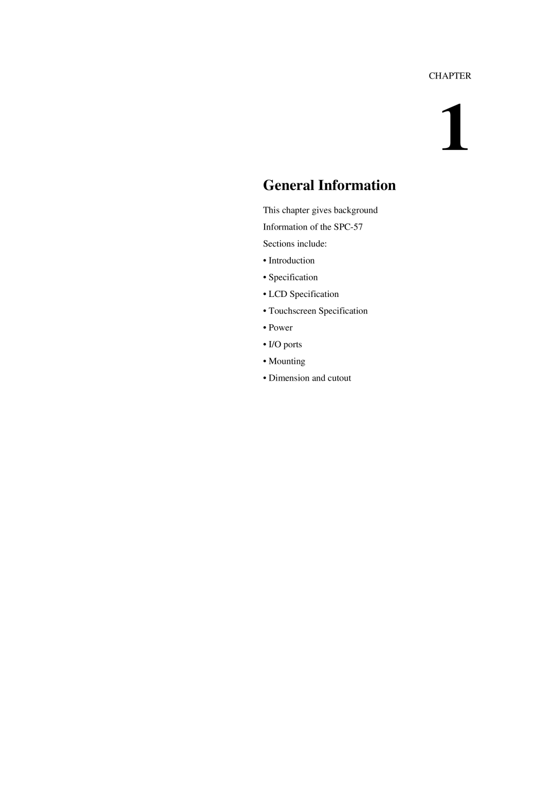 Advantech SPC-57 user manual General Information 