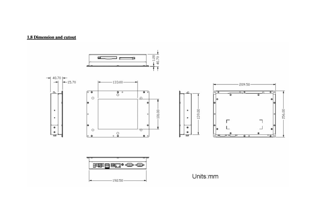 Advantech SPC-57 user manual Dimension and cutout 