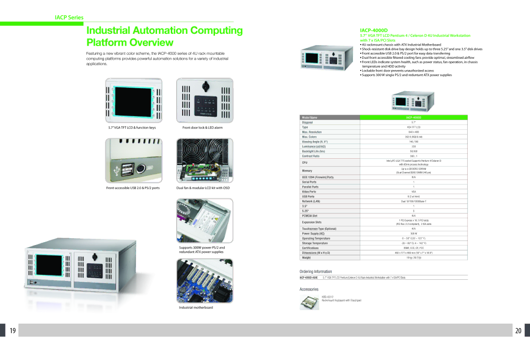 Advantech Touch Panel Computers manual Industrial Automation Computing Platform Overview, Model Name IACP-4000D 