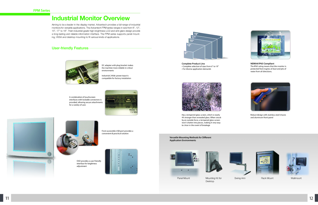 Advantech Touch Panel Computers manual Industrial Monitor Overview, User-friendly Features 