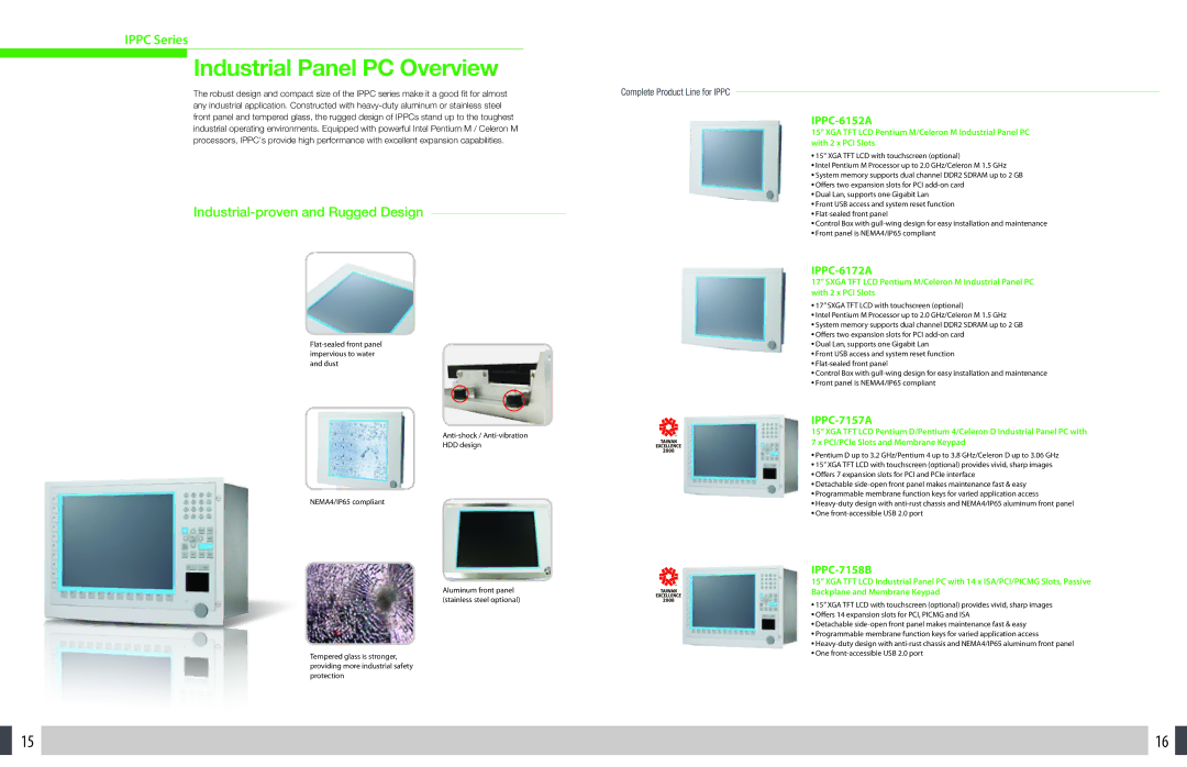 Advantech Touch Panel Computers manual Industrial Panel PC Overview, Industrial-proven and Rugged Design 