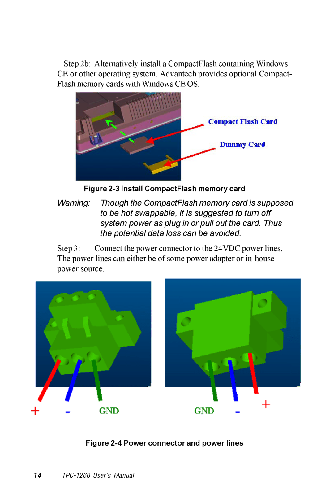 Advantech TPC-1260 manual Install CompactFlash memory card 