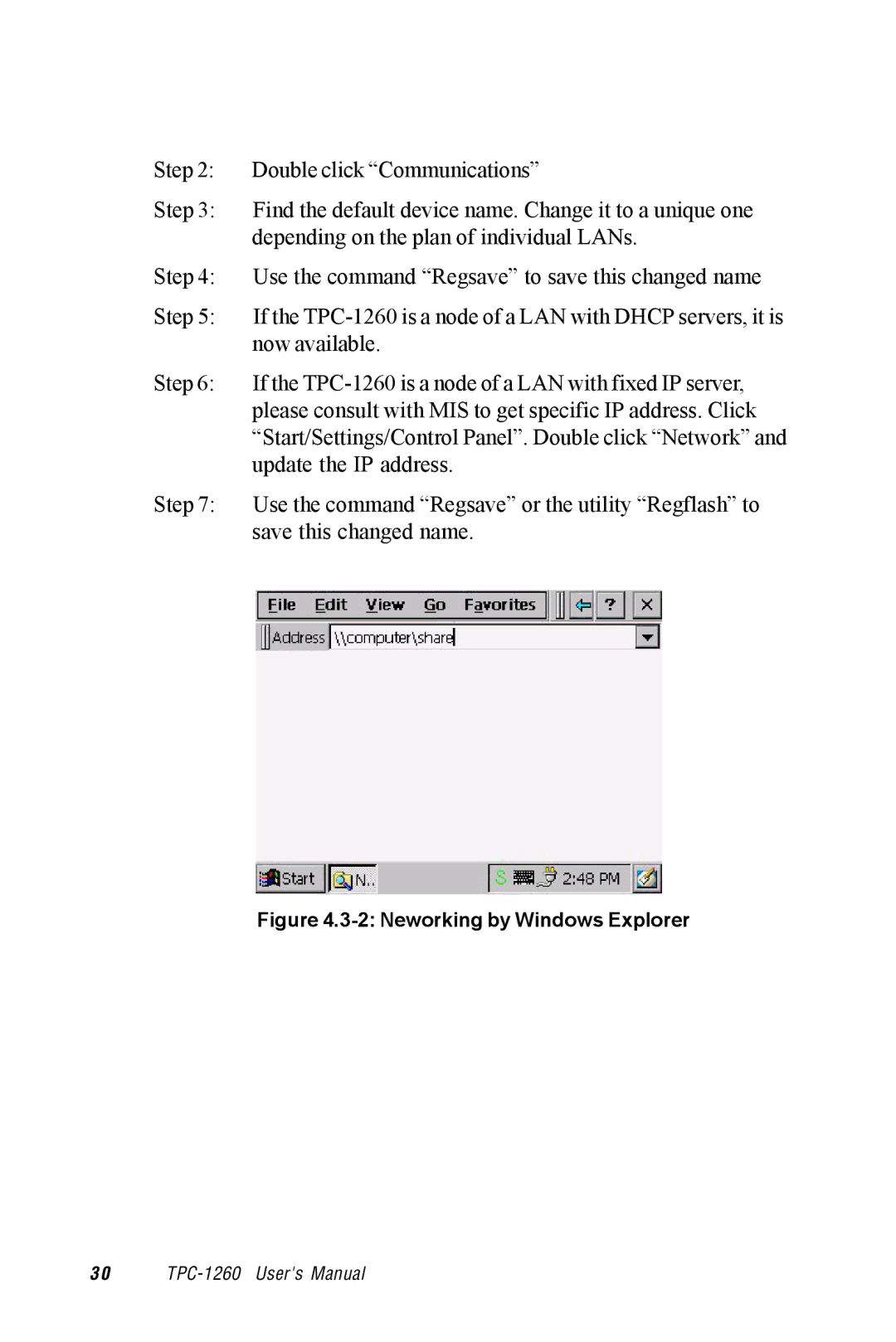 Advantech TPC-1260 manual Neworking by Windows Explorer 