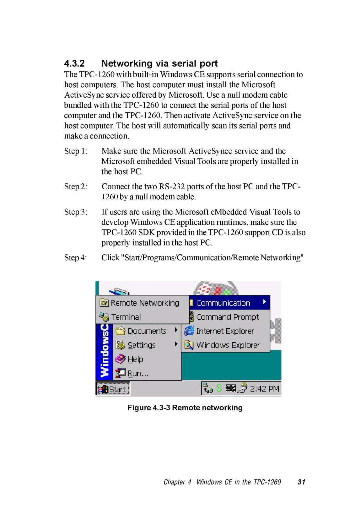 Advantech TPC-1260 manual Networking via serial port, Remote networking 