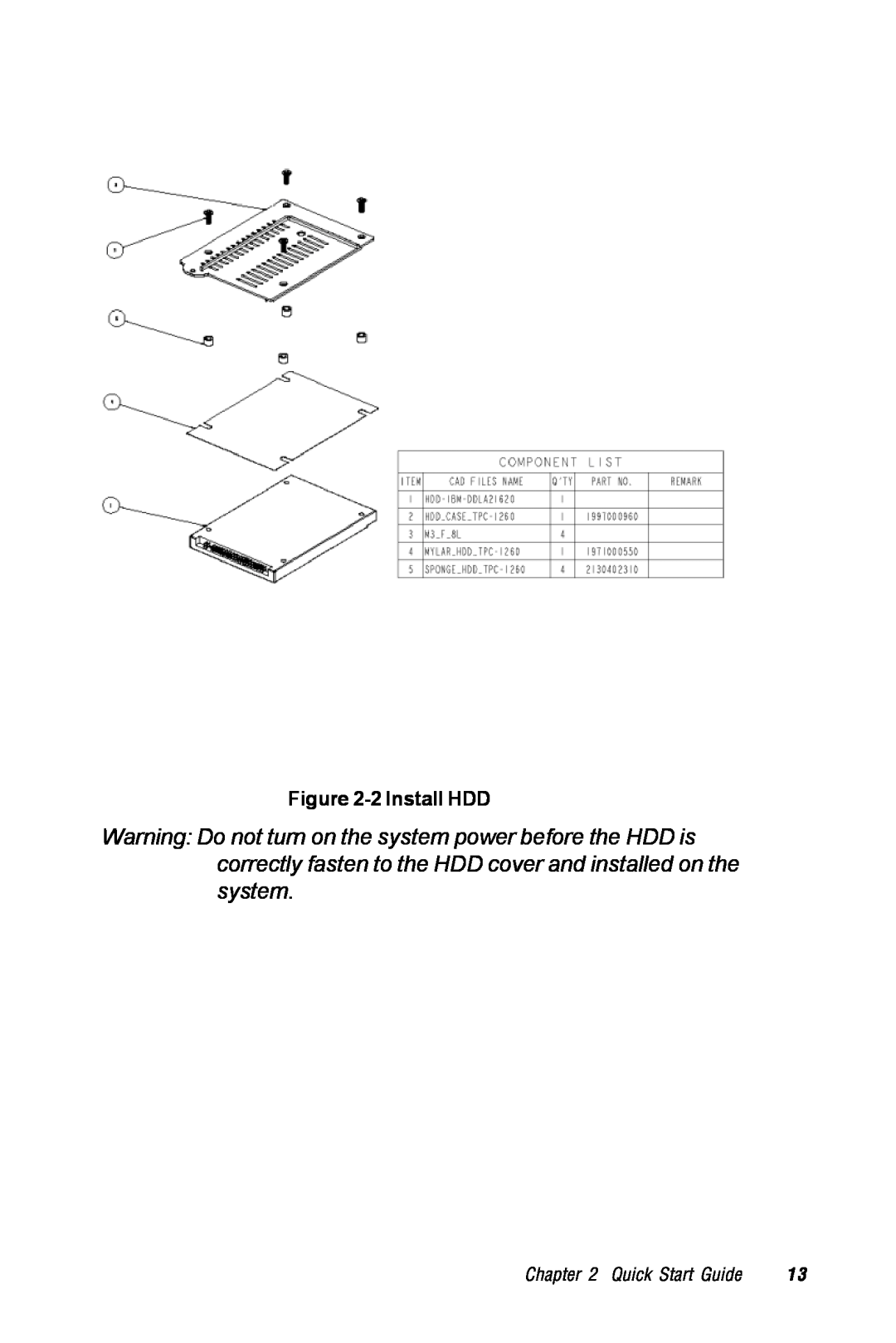 Advantech TPC-1260 manual 2 Install HDD, Quick Start Guide 