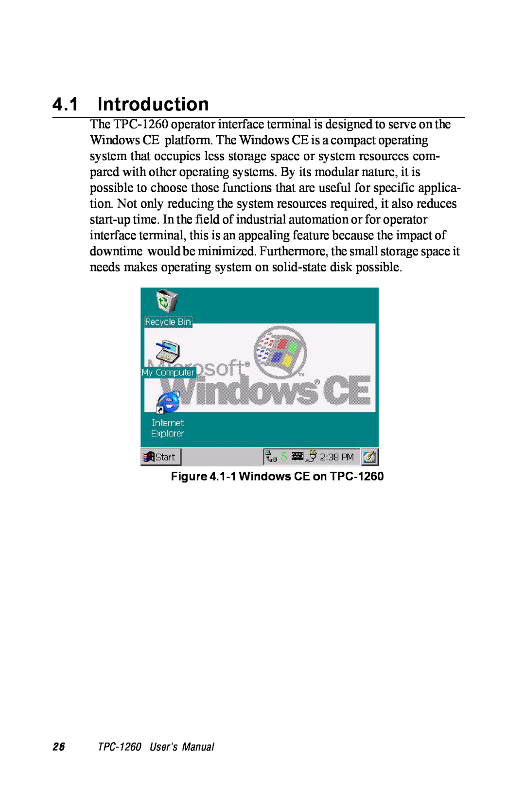 Advantech manual Introduction, 1-1 Windows CE on TPC-1260 