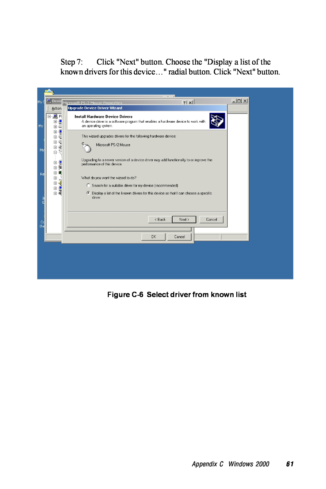 Advantech TPC-1260 manual Figure C-6 Select driver from known list, Appendix C Windows 