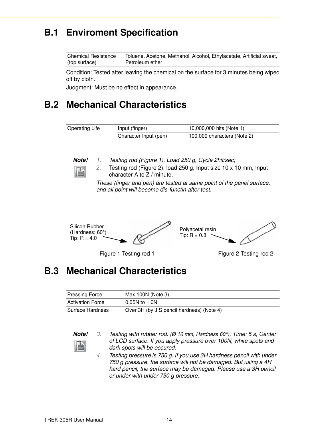 Advantech TREK-305R user manual Enviroment Specification, Mechanical Characteristics 