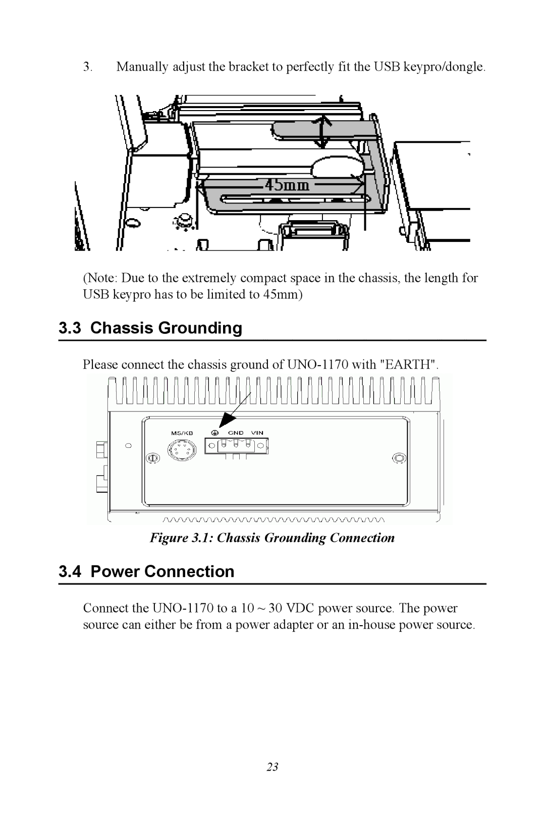 Advantech UNO-1170E user manual Chassis Grounding, Power Connection 