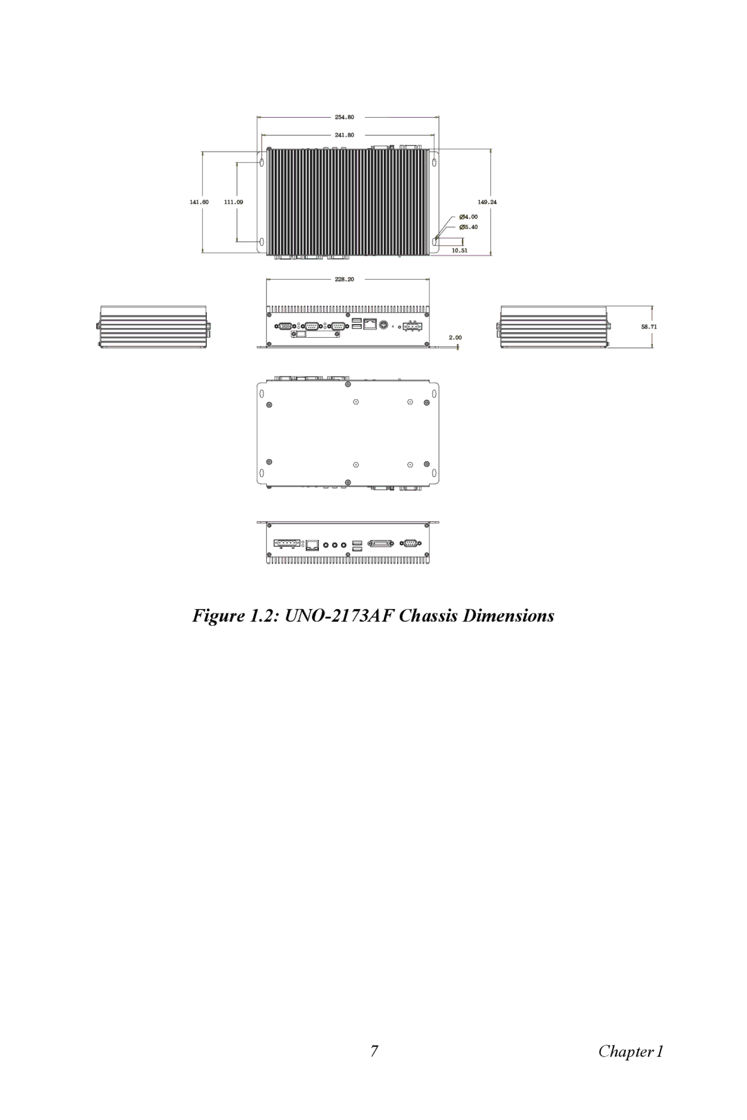 Advantech UNO 2173A/AF user manual UNO-2173AF Chassis Dimensions 