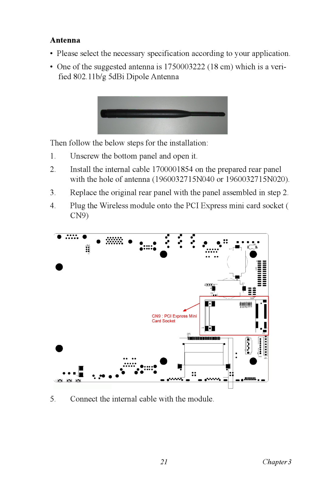 Advantech UNO 2173A/AF user manual Antenna 