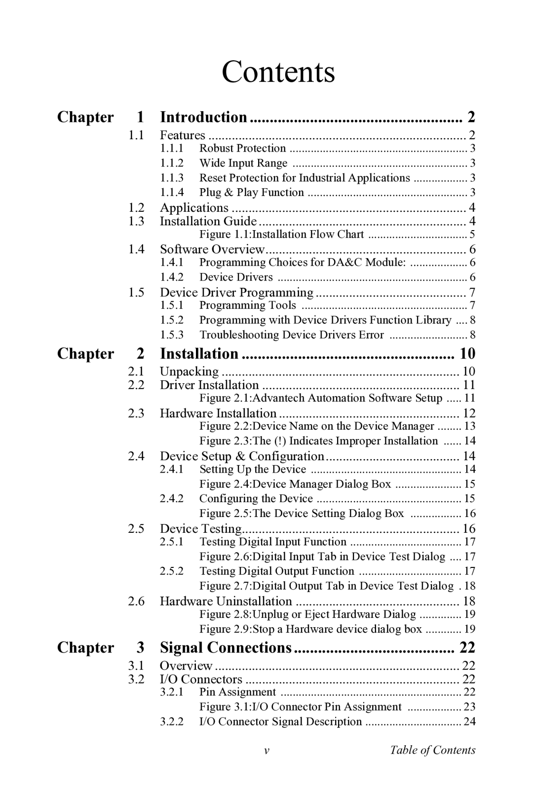 Advantech USB-4761 user manual Contents 