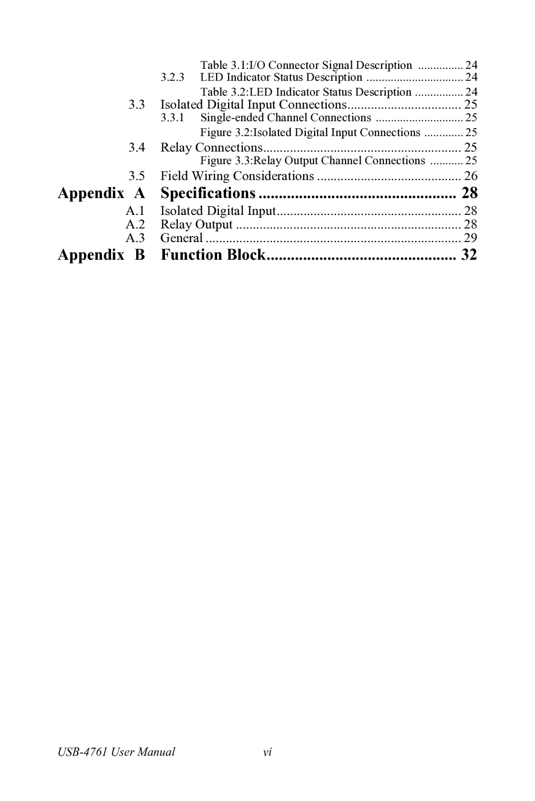 Advantech USB-4761 user manual Appendix Specifications 